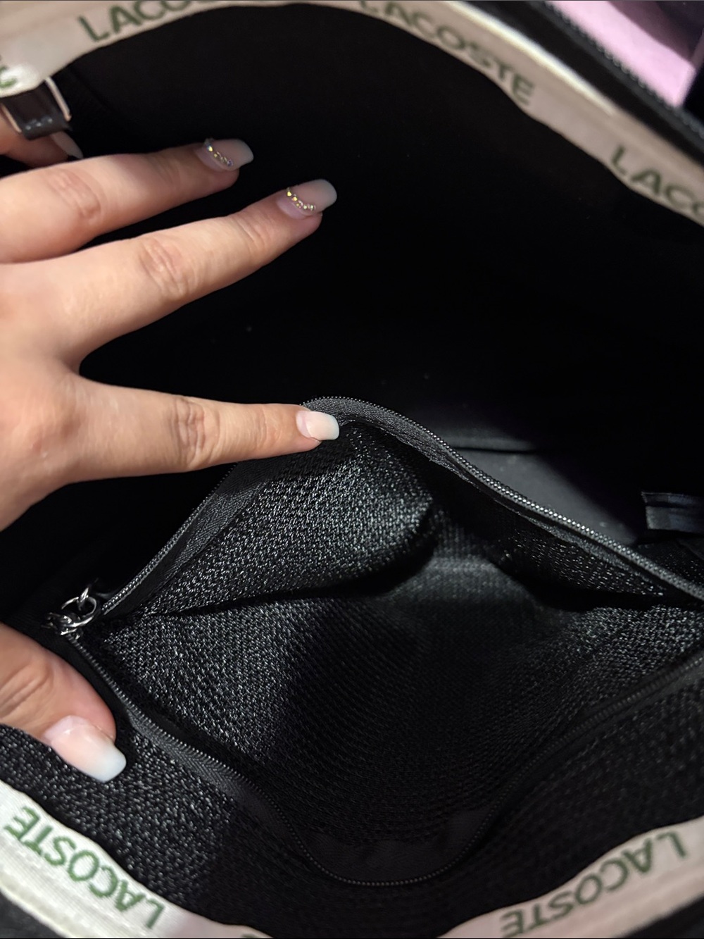 Lacoste Black Tote with Patterned Scarf Accent - Picture 3 of 5